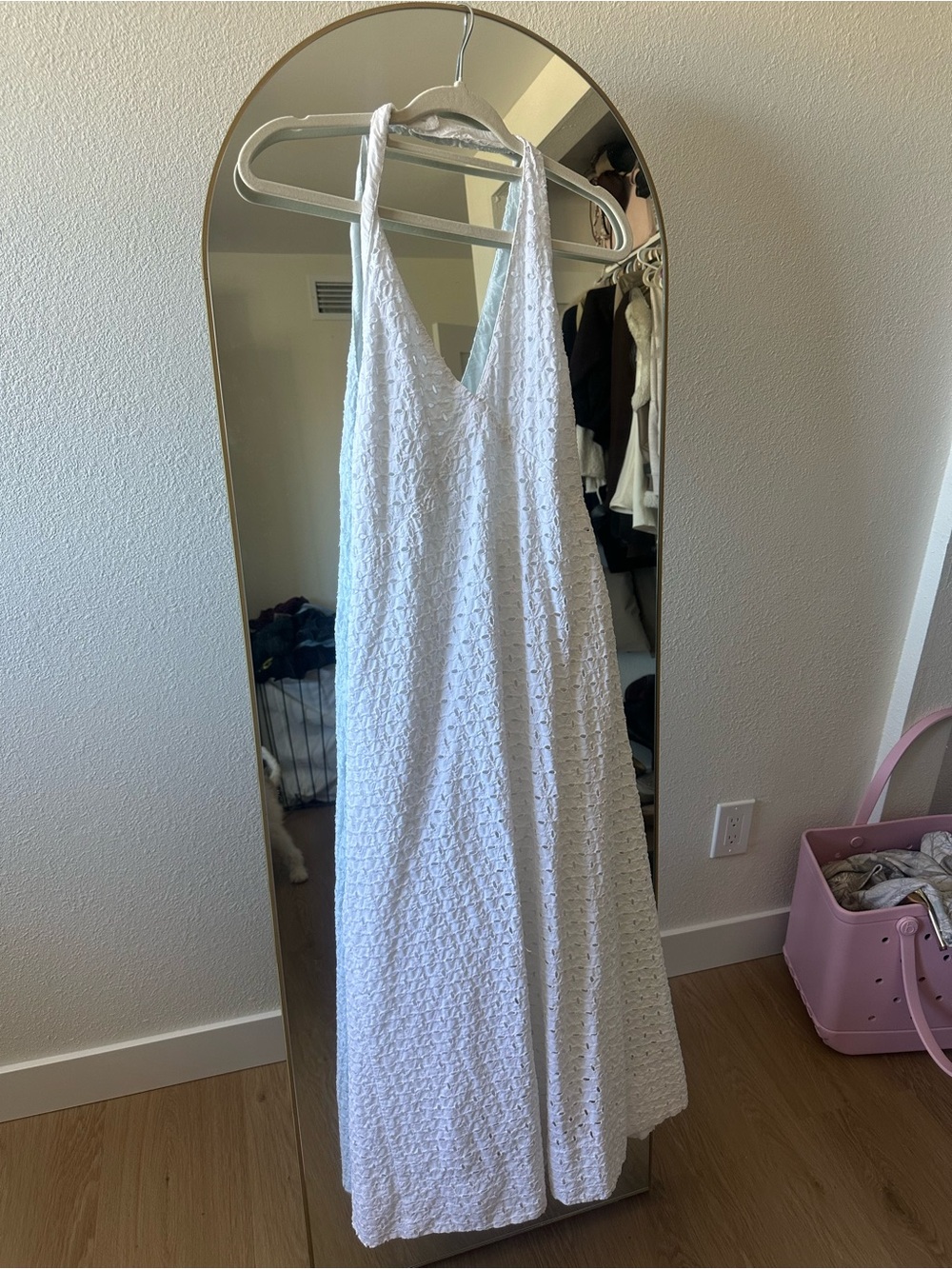 Target White Halter Eyelet Maxi Dress